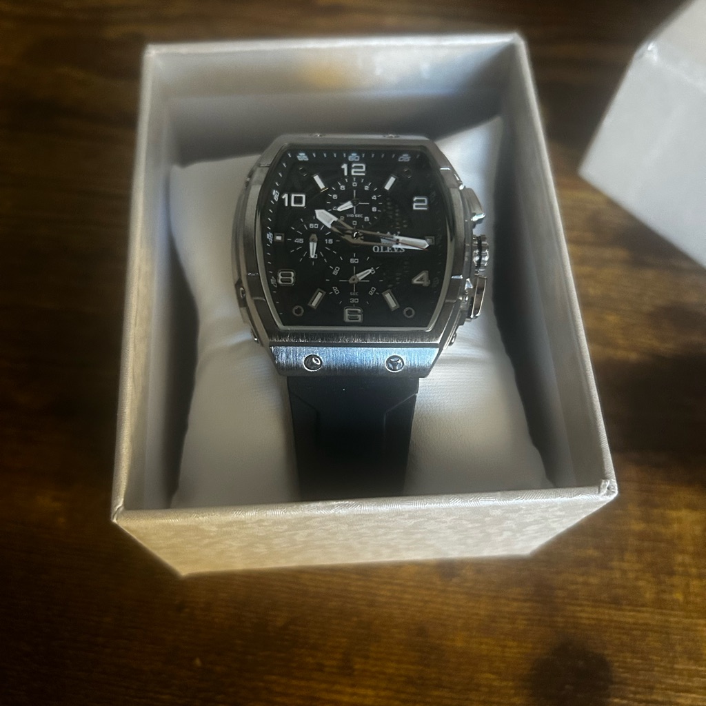 Bold Black Dial Mens Chronograph Watch